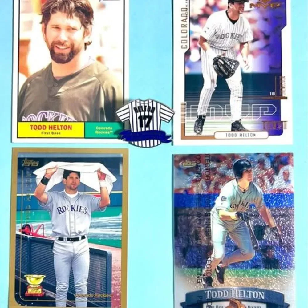 Todd Helton #17 Colorado Rockies 2014 Jersey Retirement Ltd Ed Pin & 4 Cards